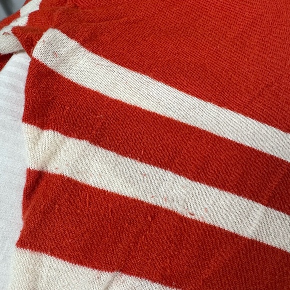 Coastal Preppy Striped Red White French Girl Sweater XL Back Buttons Lightweight - Picture 6 of 8